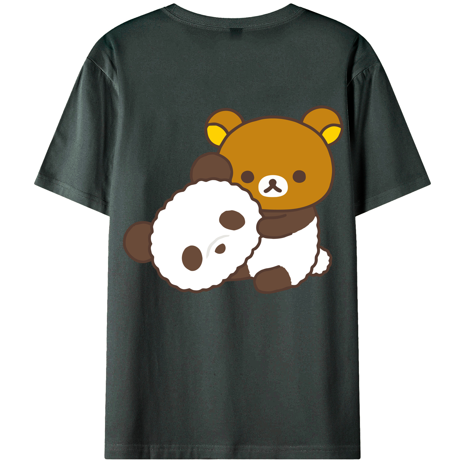 （画像用） リラックマ リラックマ キイロイトリ Rilakkuma Korilakkuma Kiiroitori 綿100％ メンズ半袖Tシャツ（バックプリント） 通気性